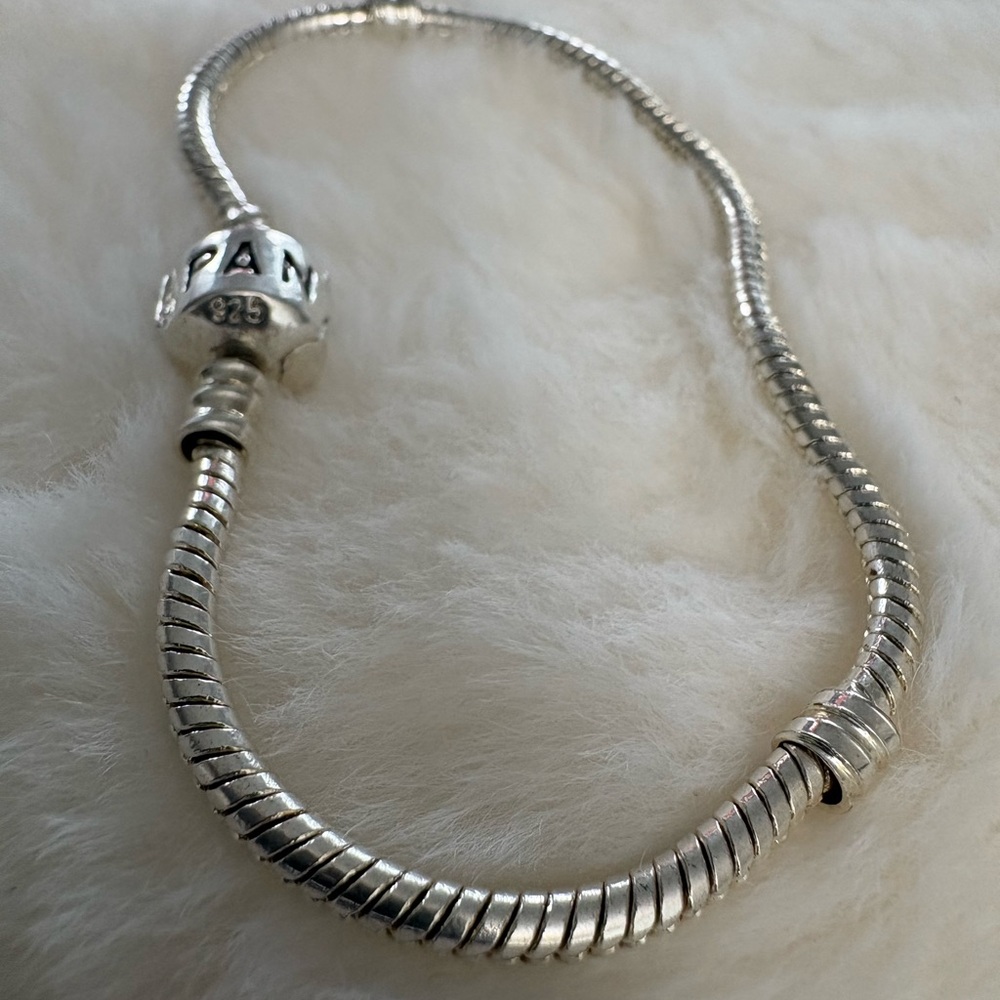 Pandora Sterling Silver Snake Chain Charm Bracelet - used
